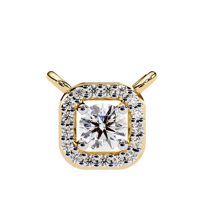 0.30CTRound Halo Lab Grown Diamond Pendant Necklace in Gold