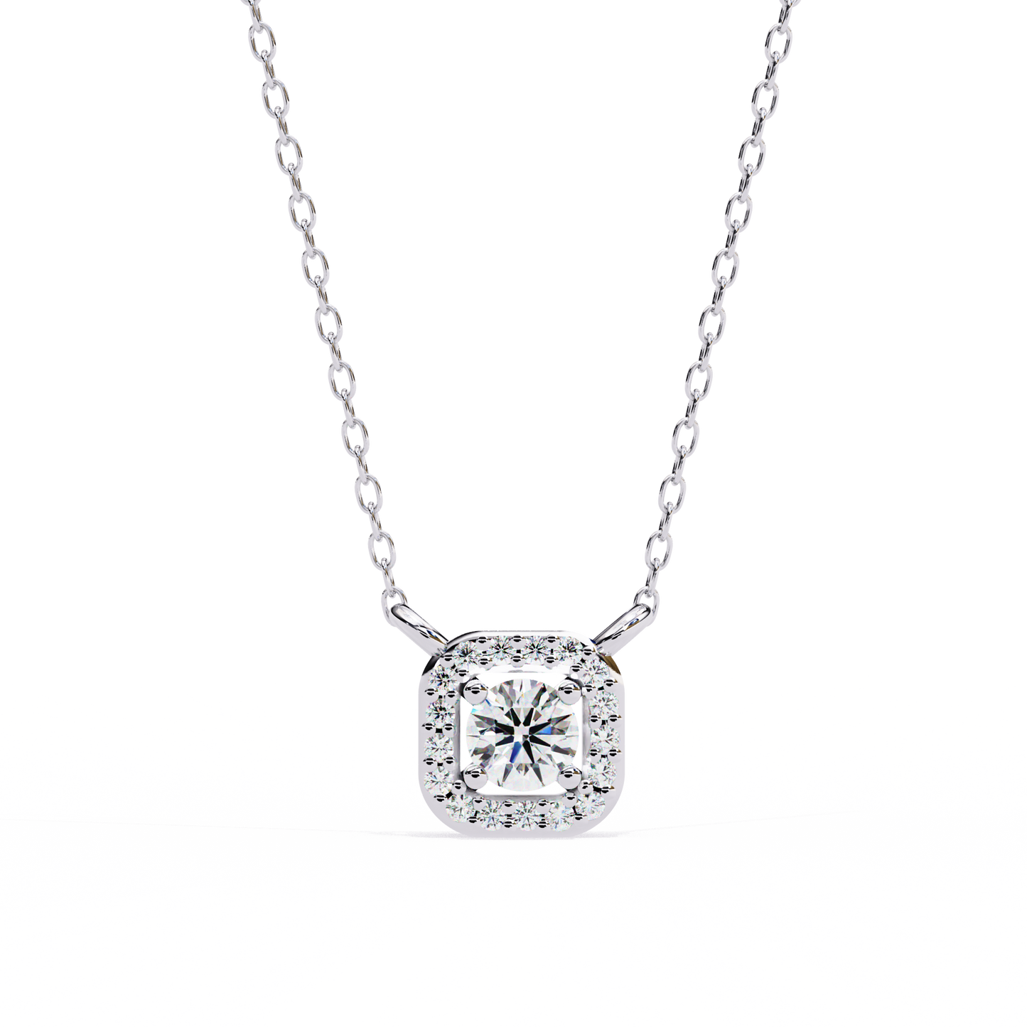 0.30CTRound Halo Lab Grown Diamond Pendant Necklace in Gold