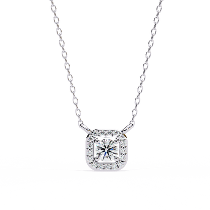 0.30CTRound Halo Lab Grown Diamond Pendant Necklace in Gold
