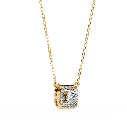 0.30CTRound Halo Lab Grown Diamond Pendant Necklace in Gold