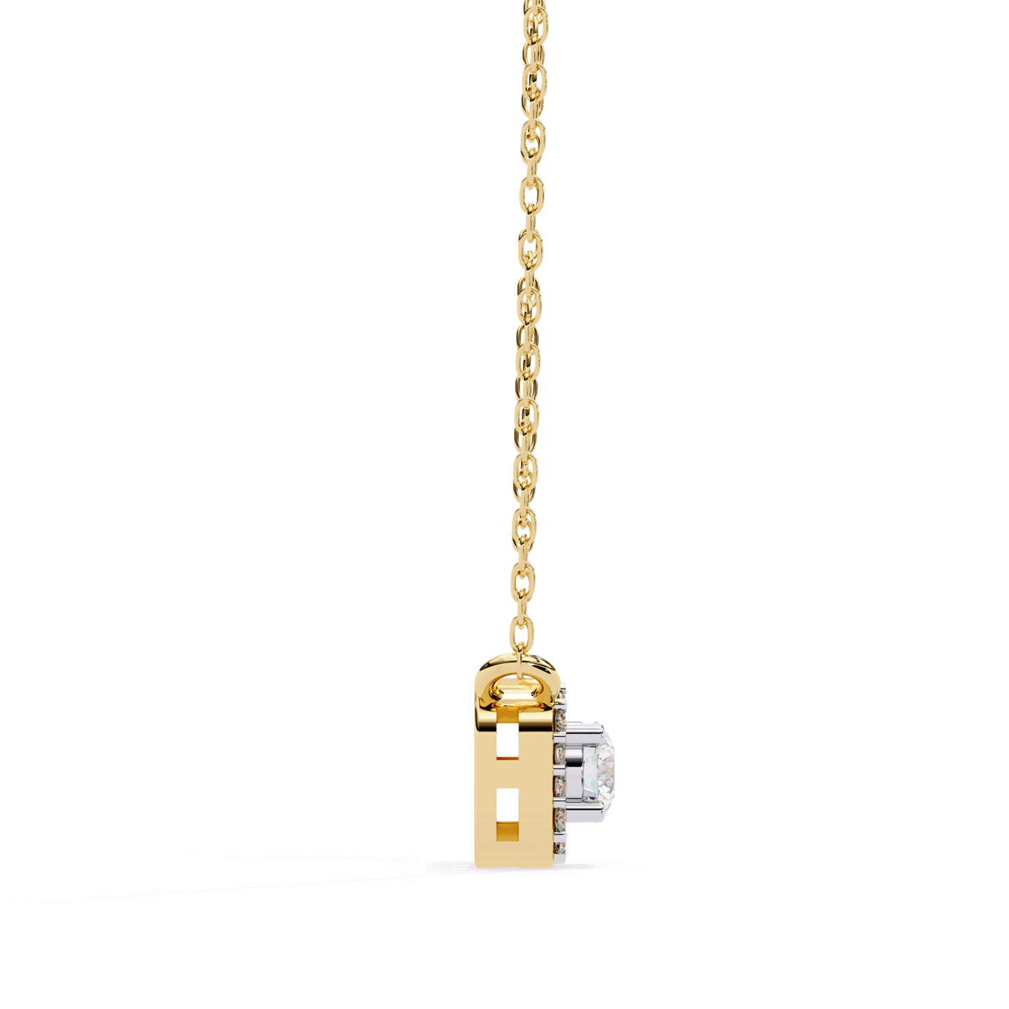 0.30CTRound Halo Lab Grown Diamond Pendant Necklace in Gold