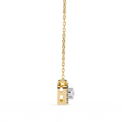 0.30CTRound Halo Lab Grown Diamond Pendant Necklace in Gold