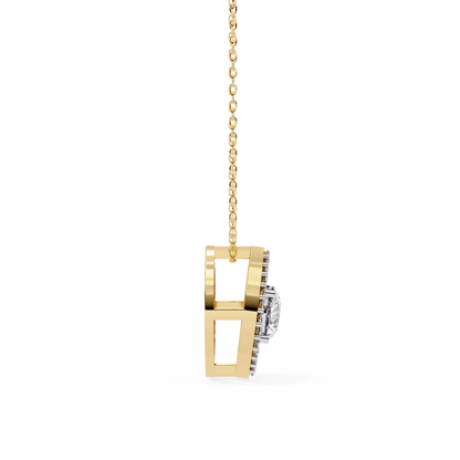 0.560ct Lab Grown Diamond Halo Pendant Necklace in Gold