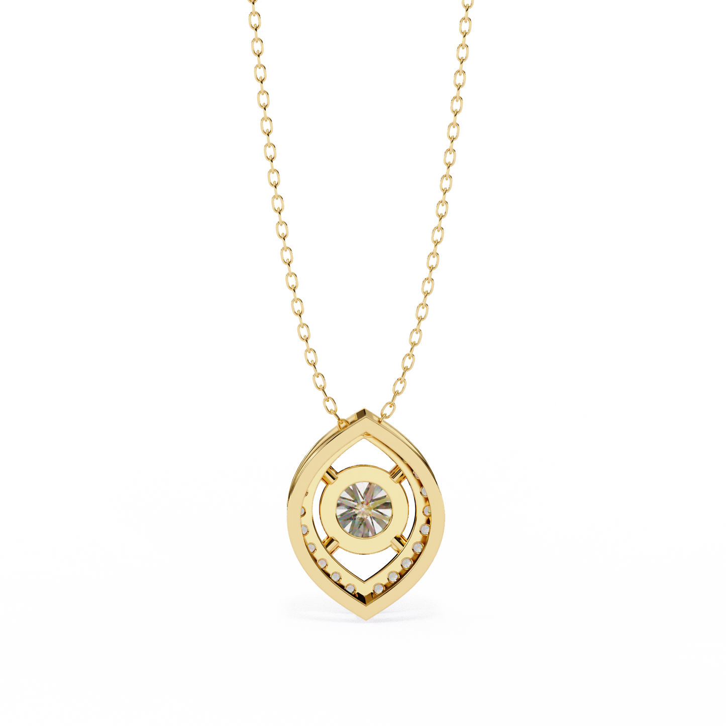 0.560ct Lab Grown Diamond Halo Pendant Necklace in Gold