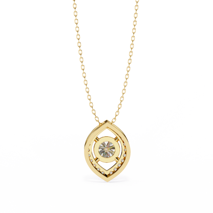 0.560ct Lab Grown Diamond Halo Pendant Necklace in Gold