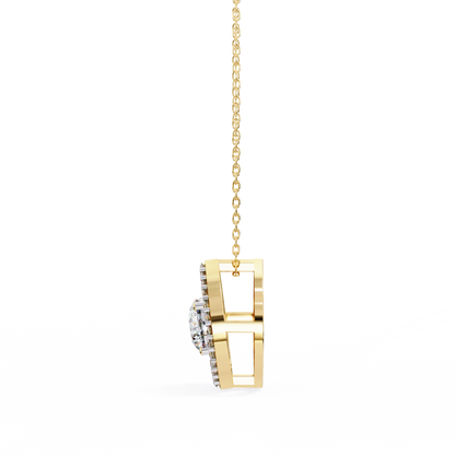 0.560ct Lab Grown Diamond Halo Pendant Necklace in Gold