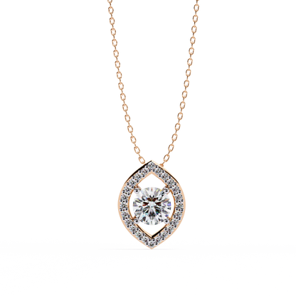 0.560ct Lab Grown Diamond Halo Pendant Necklace in Gold
