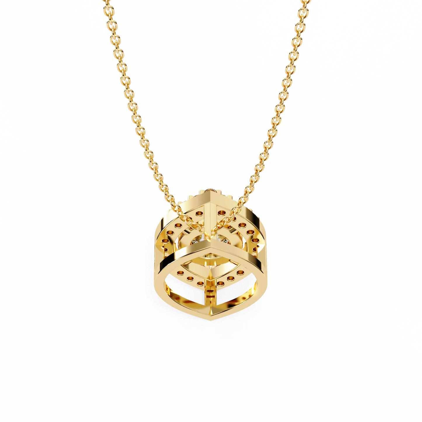 0.560ct Lab Grown Diamond Halo Pendant Necklace in Gold
