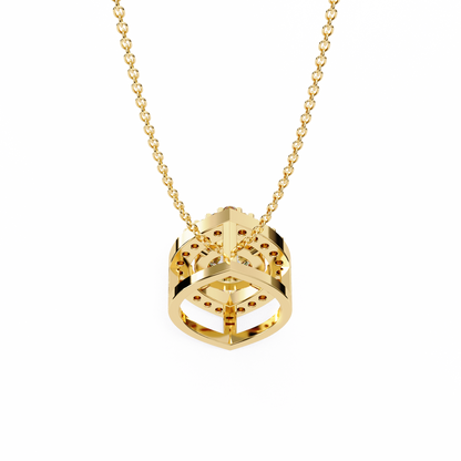 0.560ct Lab Grown Diamond Halo Pendant Necklace in Gold