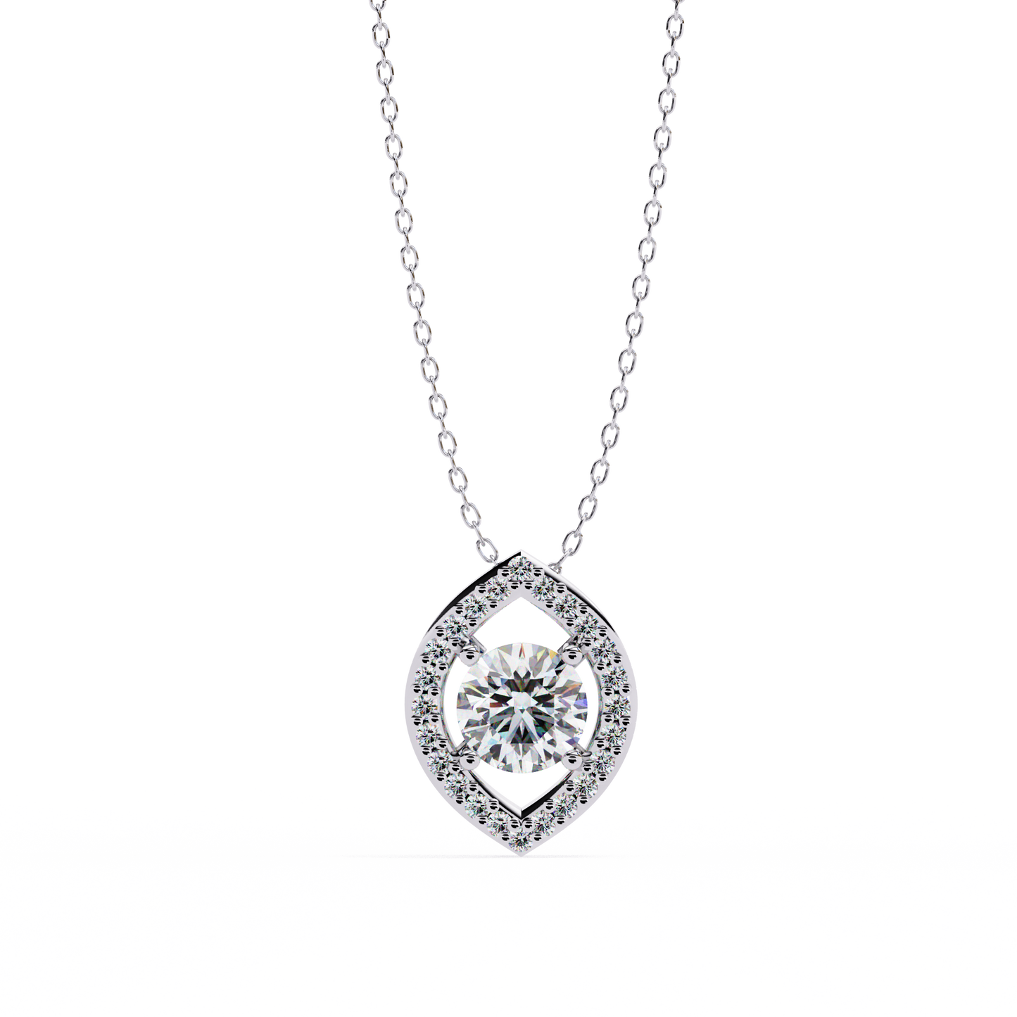 0.560ct Lab Grown Diamond Halo Pendant Necklace in Gold