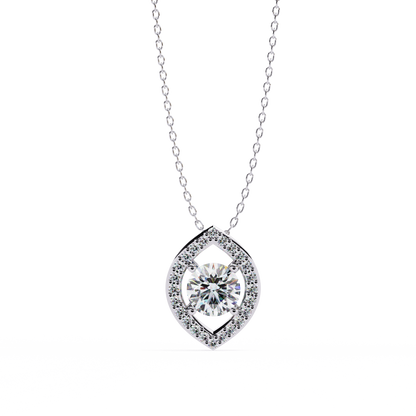 0.560ct Lab Grown Diamond Halo Pendant Necklace in Gold