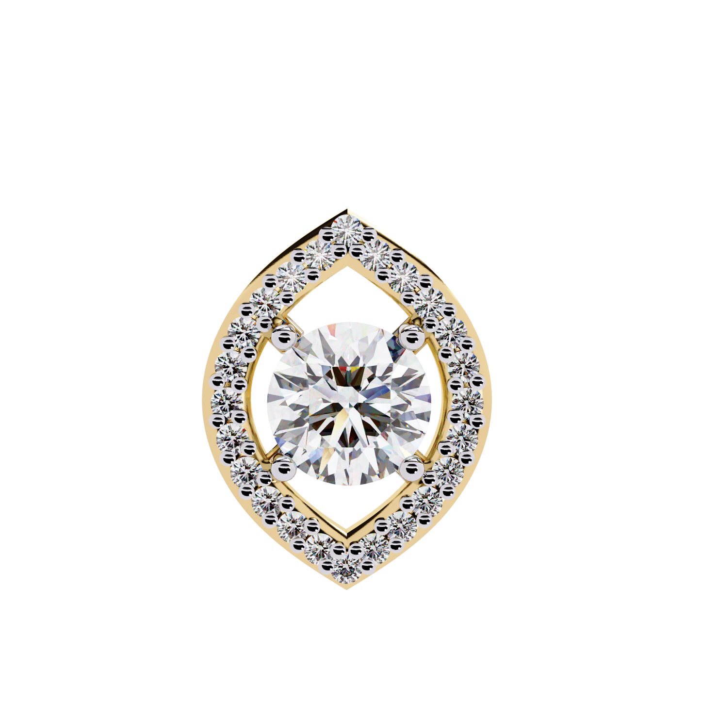 0.560ct Lab Grown Diamond Halo Pendant Necklace in Gold