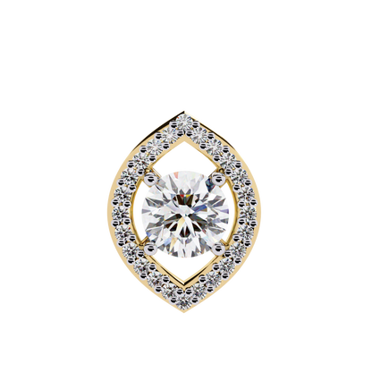 0.560ct Lab Grown Diamond Halo Pendant Necklace in Gold