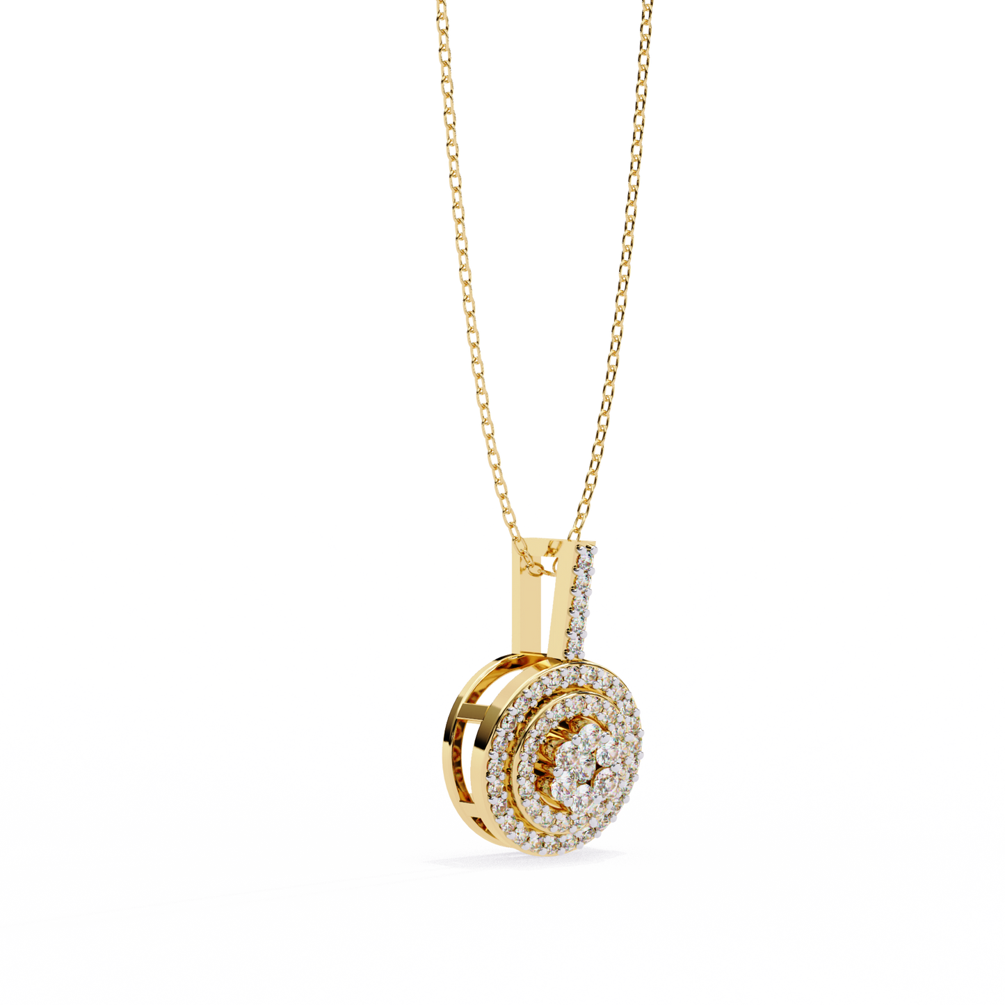 0.265CT Round Halo Cluster Lab Grown Diamond Pendant Necklace
