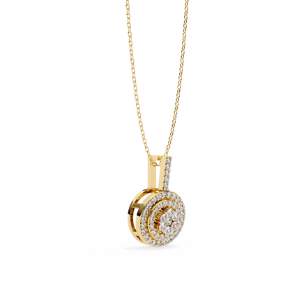0.265CT Round Halo Cluster Lab Grown Diamond Pendant Necklace