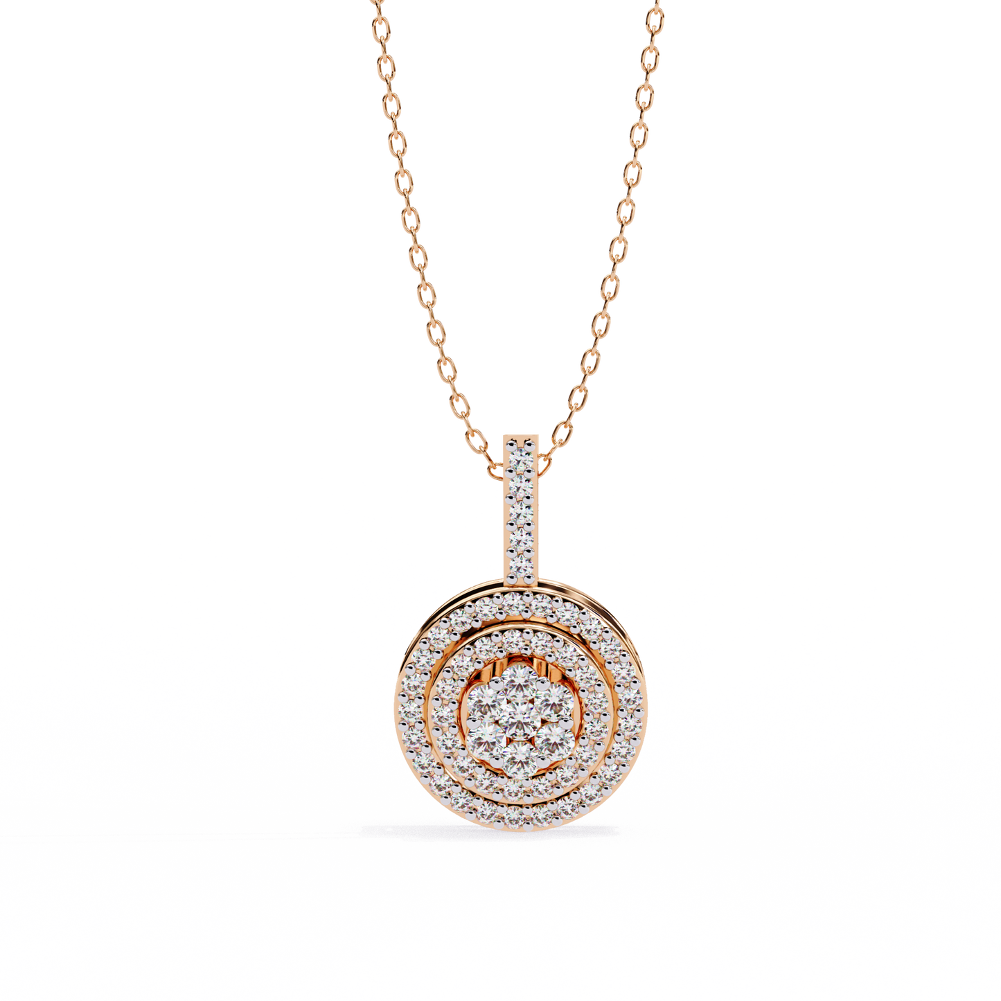 0.265CT Round Halo Cluster Lab Grown Diamond Pendant Necklace