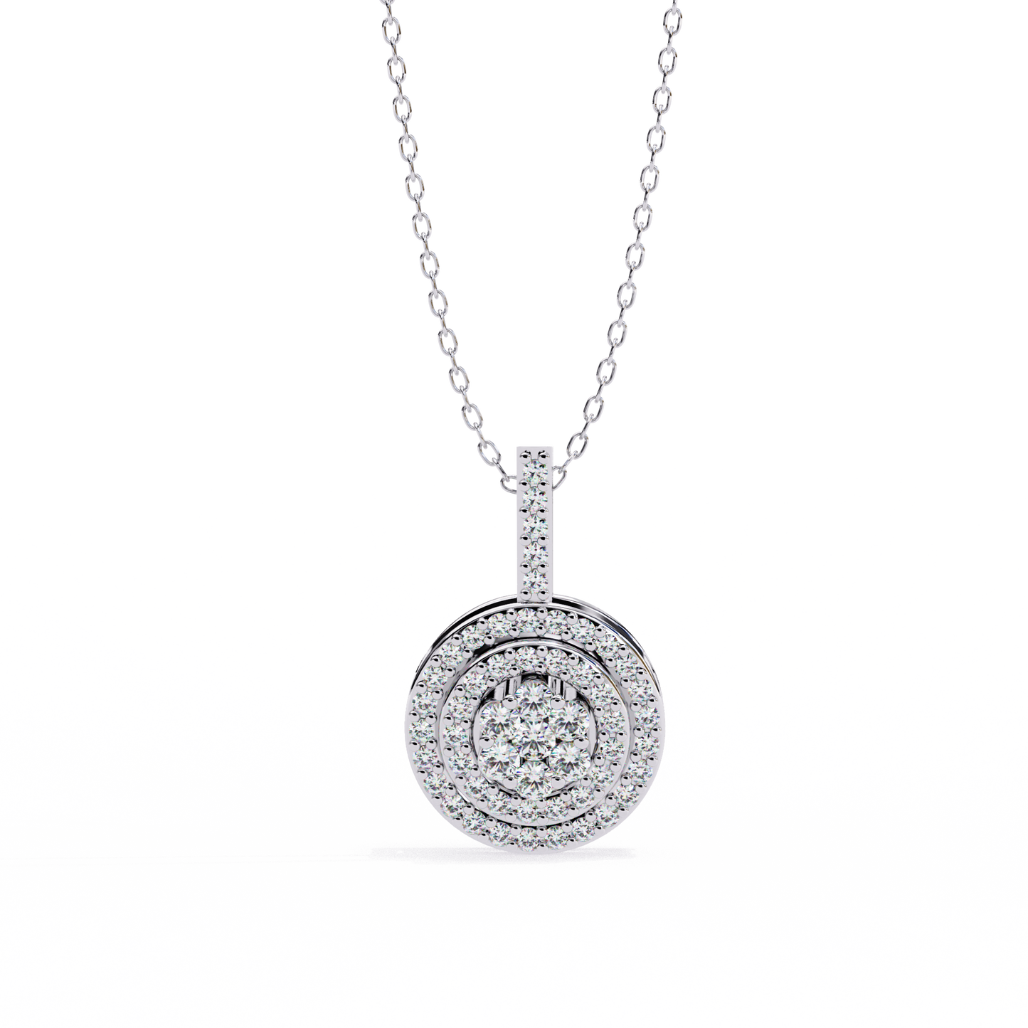 0.265CT Round Halo Cluster Lab Grown Diamond Pendant Necklace