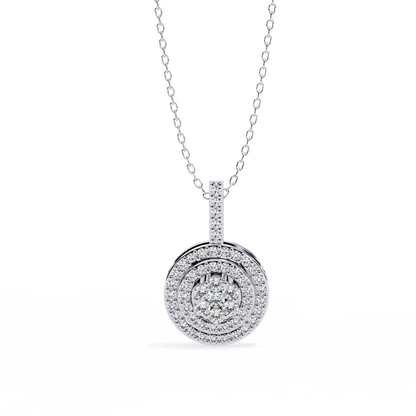 0.265CT Round Halo Cluster Lab Grown Diamond Pendant Necklace