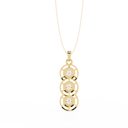 1.01 ct Three Stone Lab Grown Diamond Circle Pendant Necklace