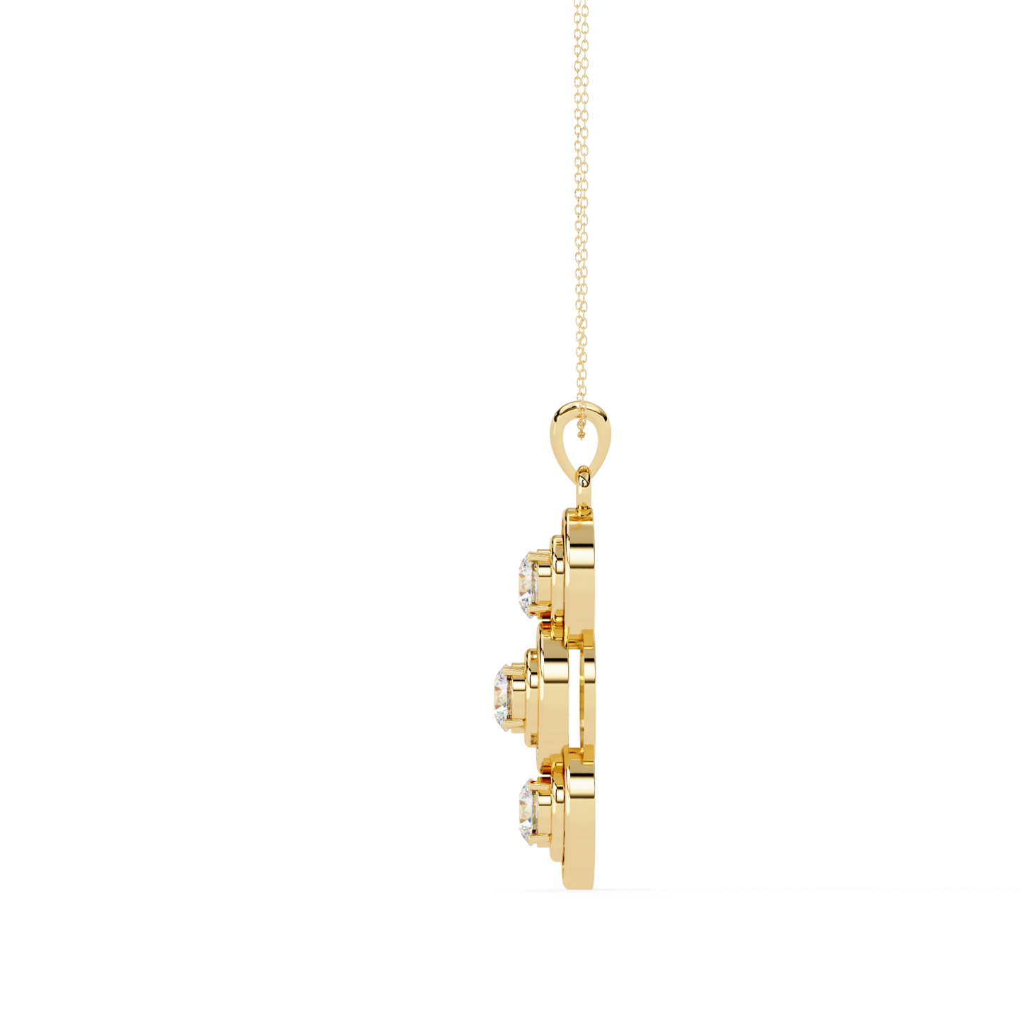 1.01 ct Three Stone Lab Grown Diamond Circle Pendant Necklace