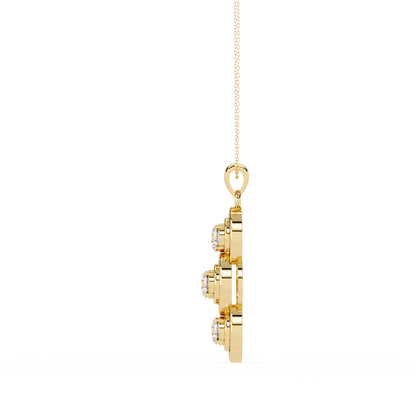 1.01 ct Three Stone Lab Grown Diamond Circle Pendant Necklace