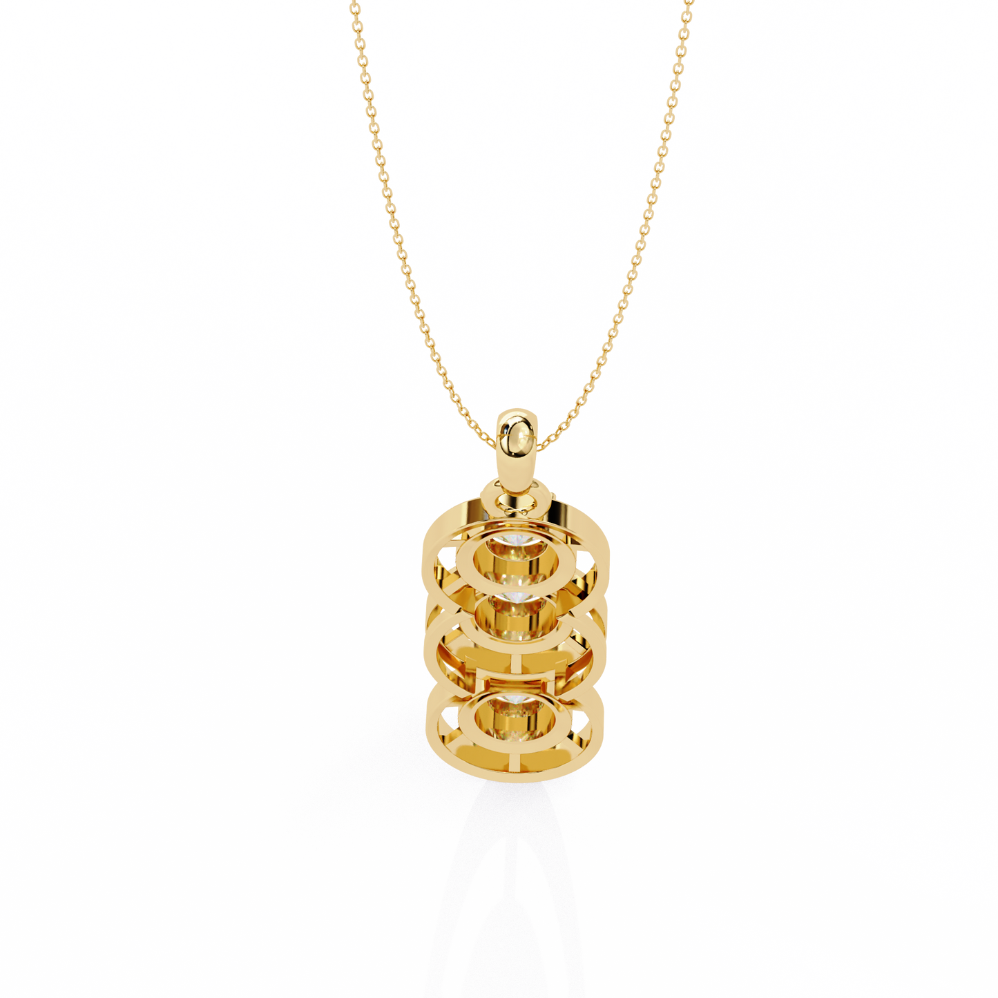 1.01 ct Three Stone Lab Grown Diamond Circle Pendant Necklace