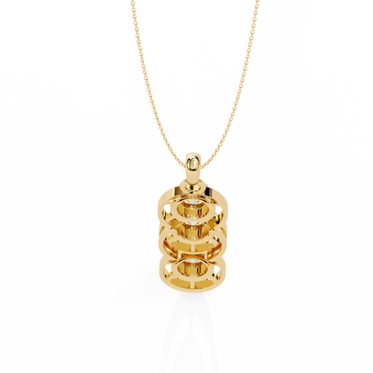 1.01 ct Three Stone Lab Grown Diamond Circle Pendant Necklace
