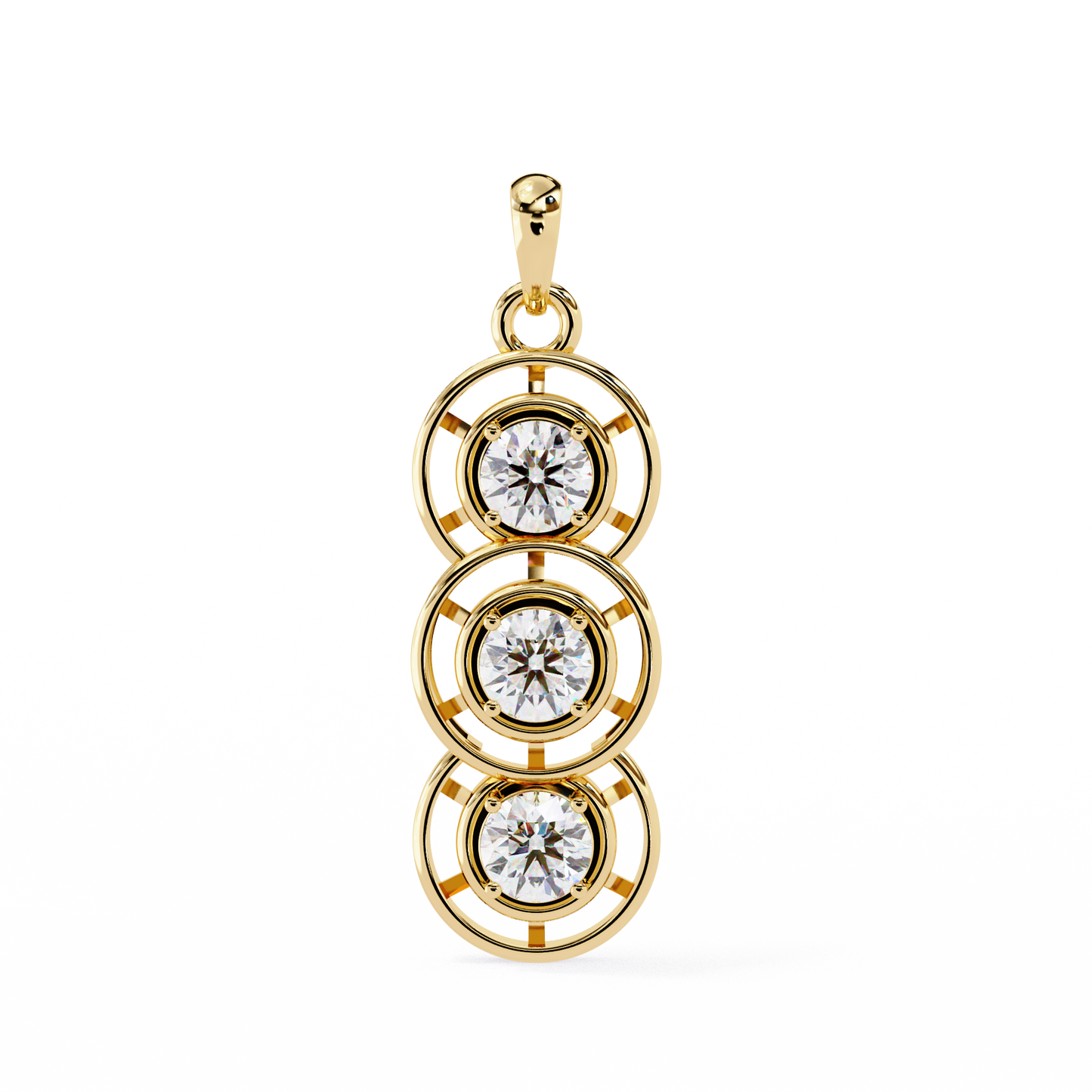 1.01 ct Three Stone Lab Grown Diamond Circle Pendant Necklace