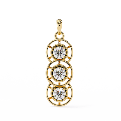 1.01 ct Three Stone Lab Grown Diamond Circle Pendant Necklace