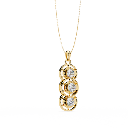 1.01 ct Three Stone Lab Grown Diamond Circle Pendant Necklace