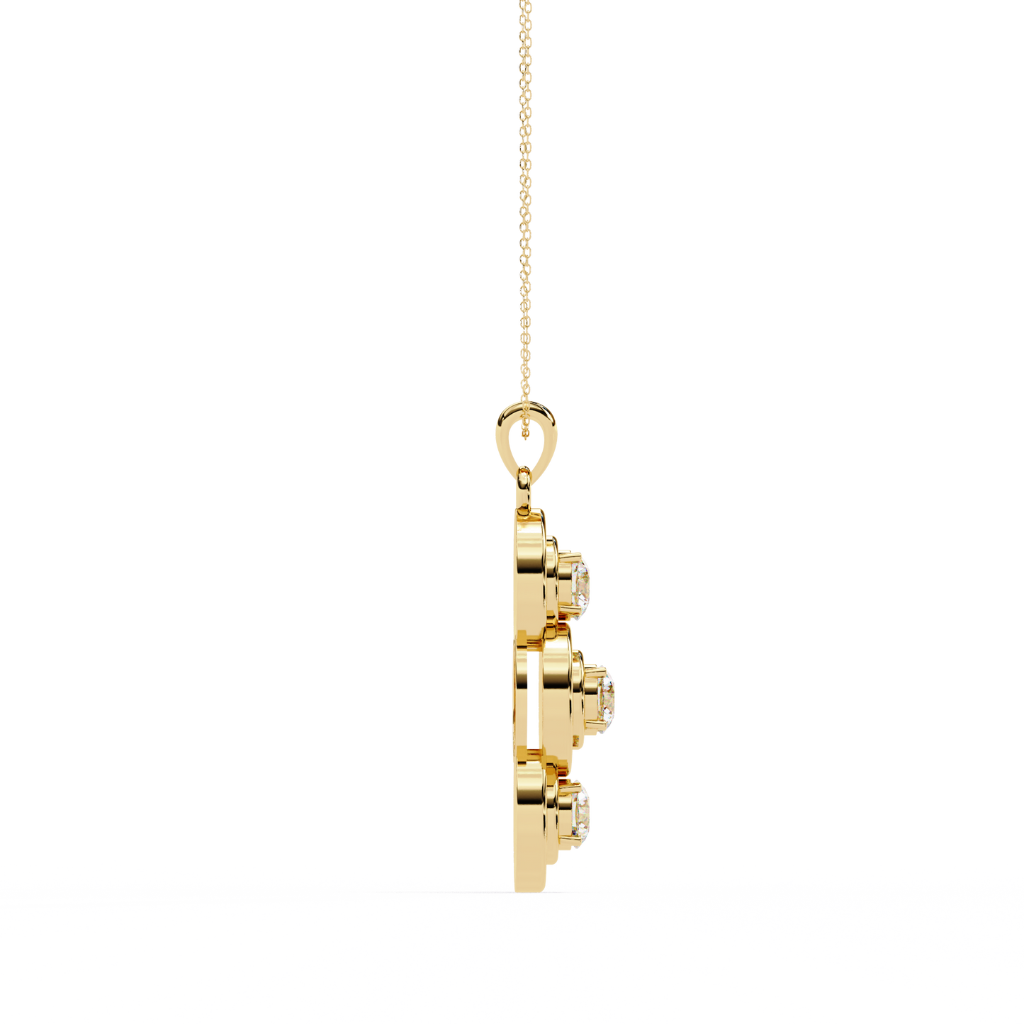 1.01 ct Three Stone Lab Grown Diamond Circle Pendant Necklace