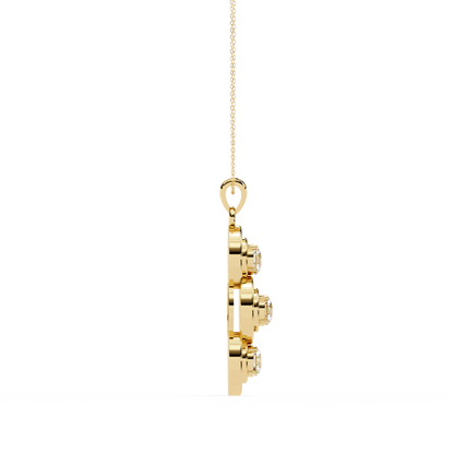 1.01 ct Three Stone Lab Grown Diamond Circle Pendant Necklace