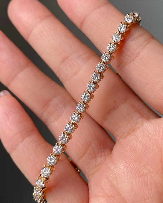 4.0 MM Tennis Bracelet, 8.00 ct Round Moissanite Engagement Bracelet