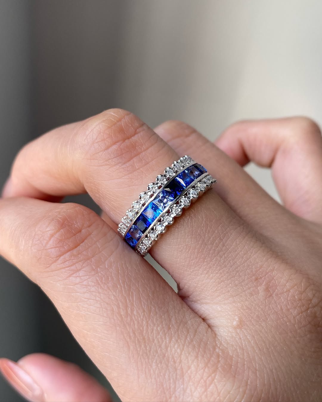 3.00ct Blue Sapphire and Diamond Band