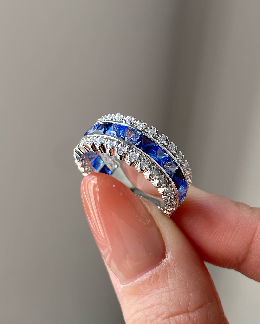 3.00ct Blue Sapphire and Diamond Band