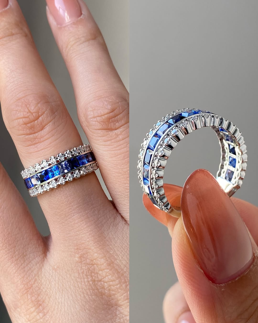 3.00ct Blue Sapphire and Diamond Band