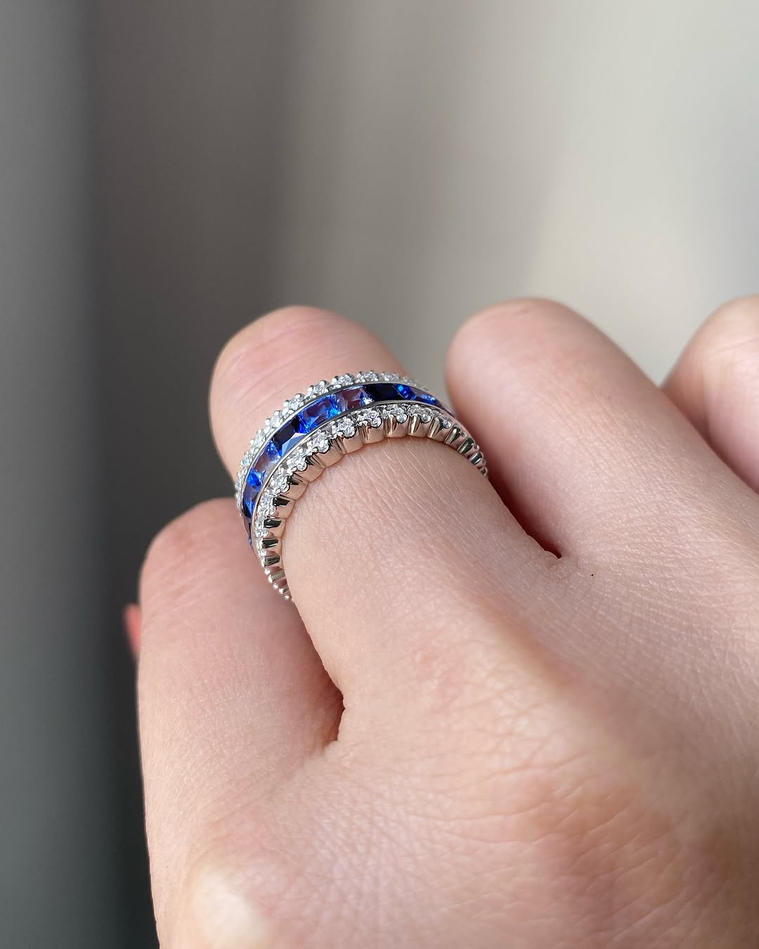 3.00ct Blue Sapphire and Diamond Band