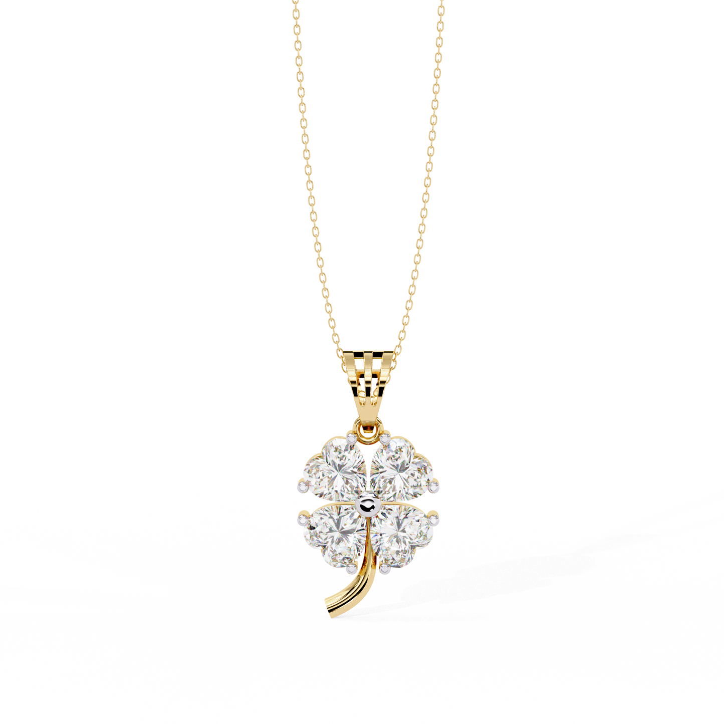 0.610ct Lab Grown Diamond Clover Four Leaf Pendant Necklace