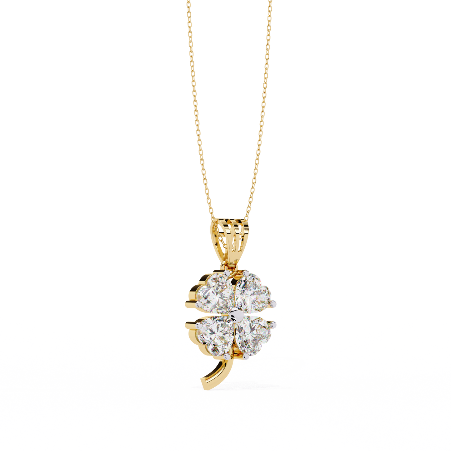 0.610ct Lab Grown Diamond Clover Four Leaf Pendant Necklace