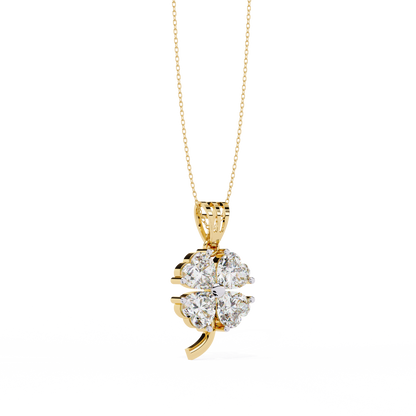 0.610ct Lab Grown Diamond Clover Four Leaf Pendant Necklace