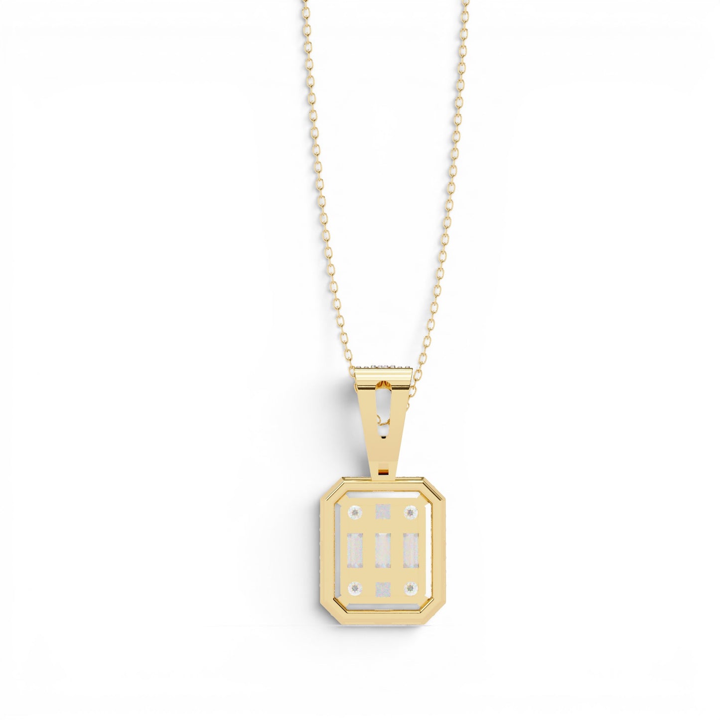 0.710ct Lab Grown Diamond Baguette Halo Pendant Necklace