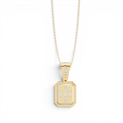 0.710ct Lab Grown Diamond Baguette Halo Pendant Necklace