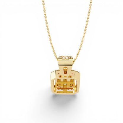 0.710ct Lab Grown Diamond Baguette Halo Pendant Necklace