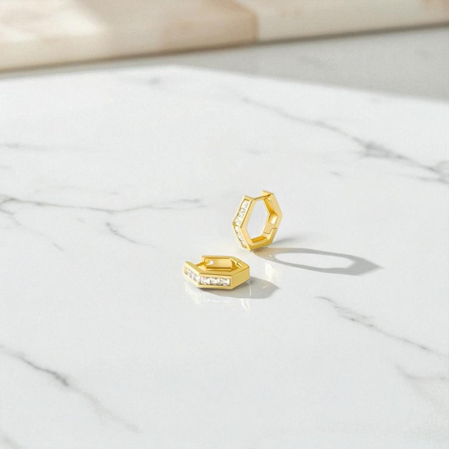 Geometric Princess Cut Lab Grown Diamonds Hexagon Hoops