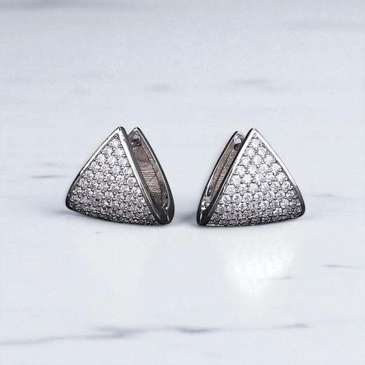 1 Ct Lab Grown Diamond Pave Triangle Hoop Earrings