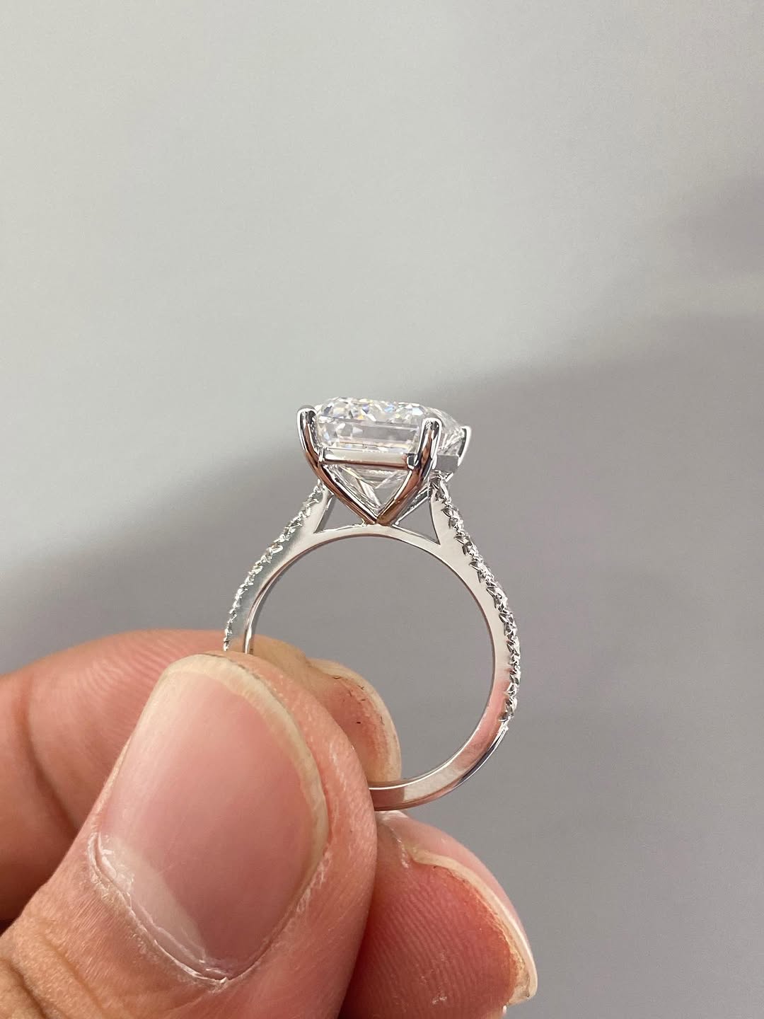 2 CT Emerald Cut Lab Grown Diamond Engagement Ring, Hidden Halo Diamond Ring