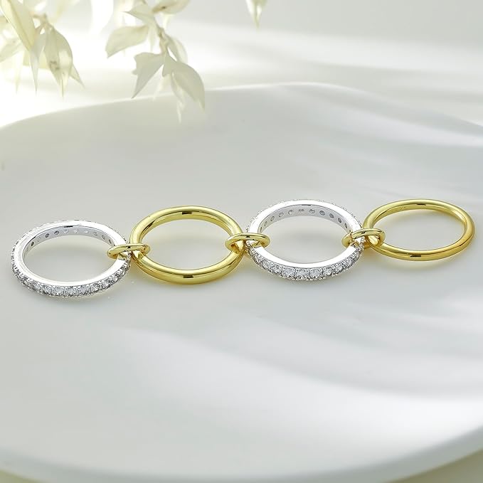 Lab Grown Diamond Interlocked Multi-Band Ring • 14K Two-Toned Gold Connector Ring