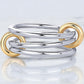 14K Solid Gold Two-Toned Multi Link Connector Ring, Multi Link Connector Ring