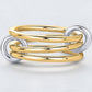 14K Solid Gold Two-Toned Multi Link Connector Ring Interlocking Connector Ring