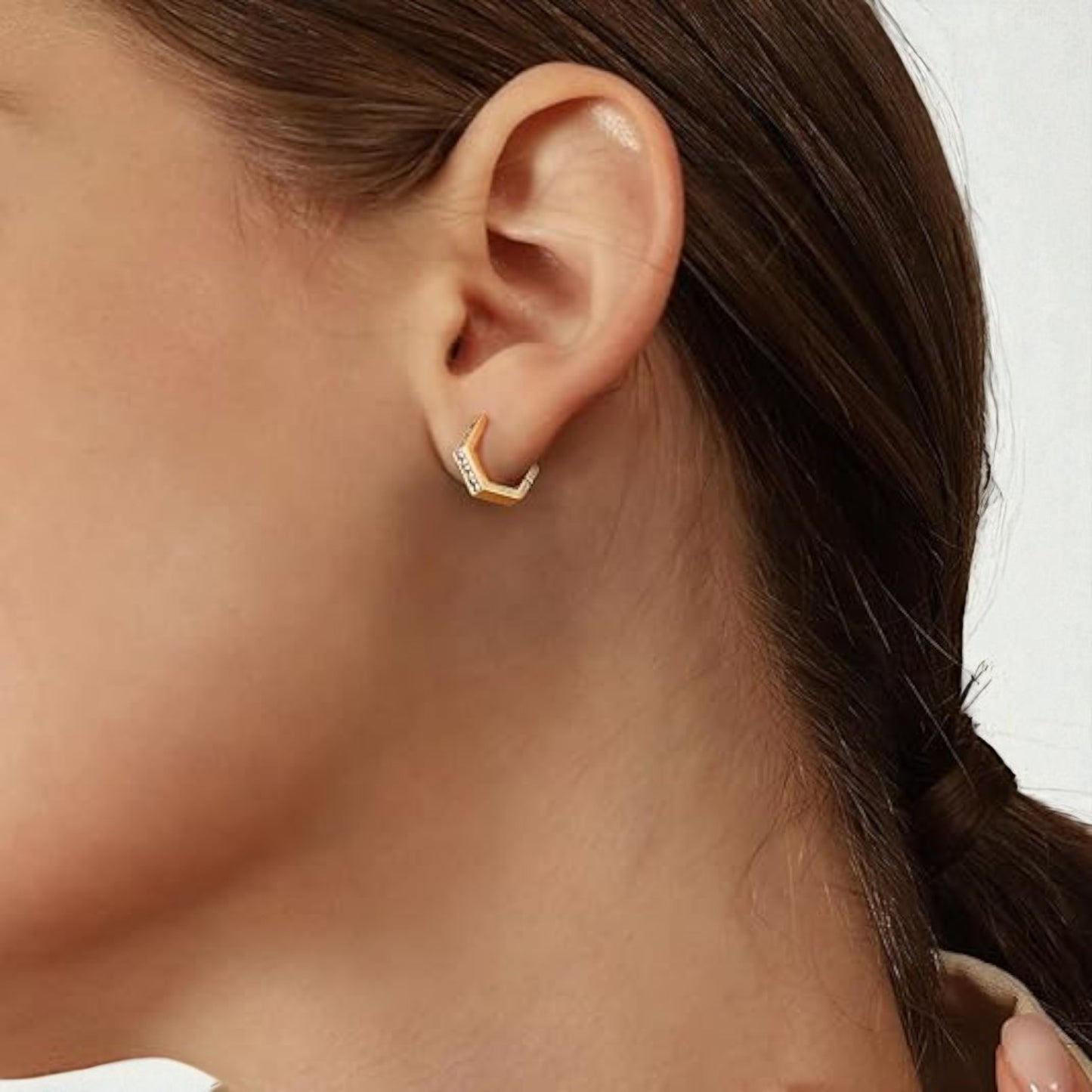 Geometric Princess Cut Lab Grown Diamonds Hexagon Hoops